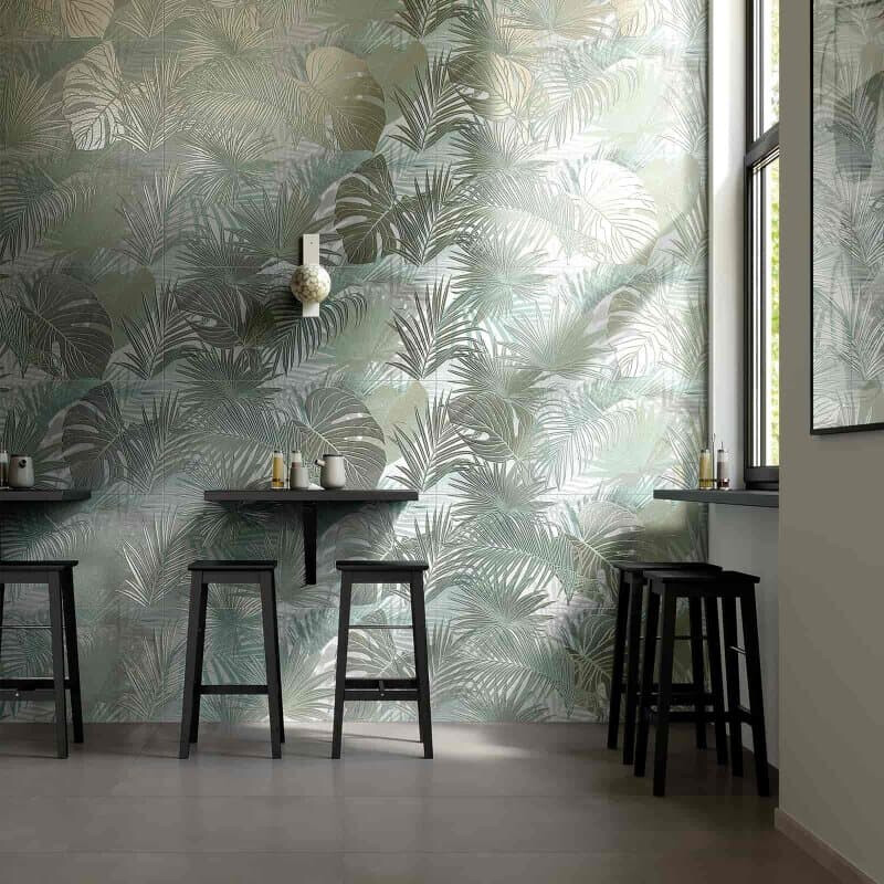 Dekorfliese Milano 50 x 120 cm Tropical Verde Stück in Detailansicht