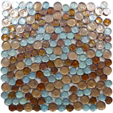 Mosaik Glas Petrol Round Mix Blue/Brown